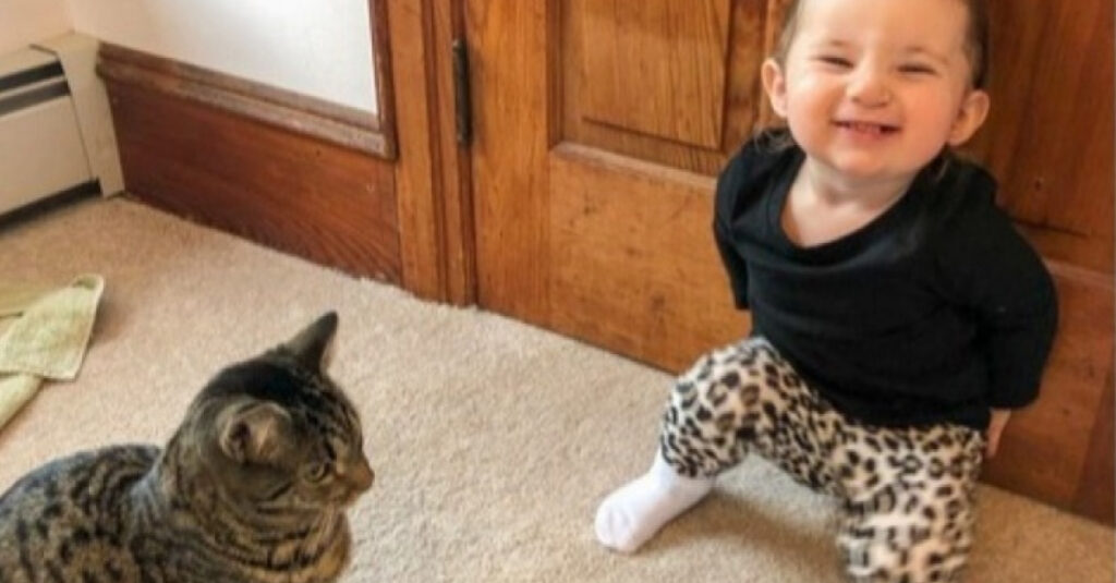 Ensemble depuis la naissance : Une incroyable complicité entre une petite fille et son chat !